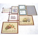 A collection of religious framed and glazed pictur