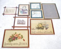 A collection of religious framed and glazed pictur