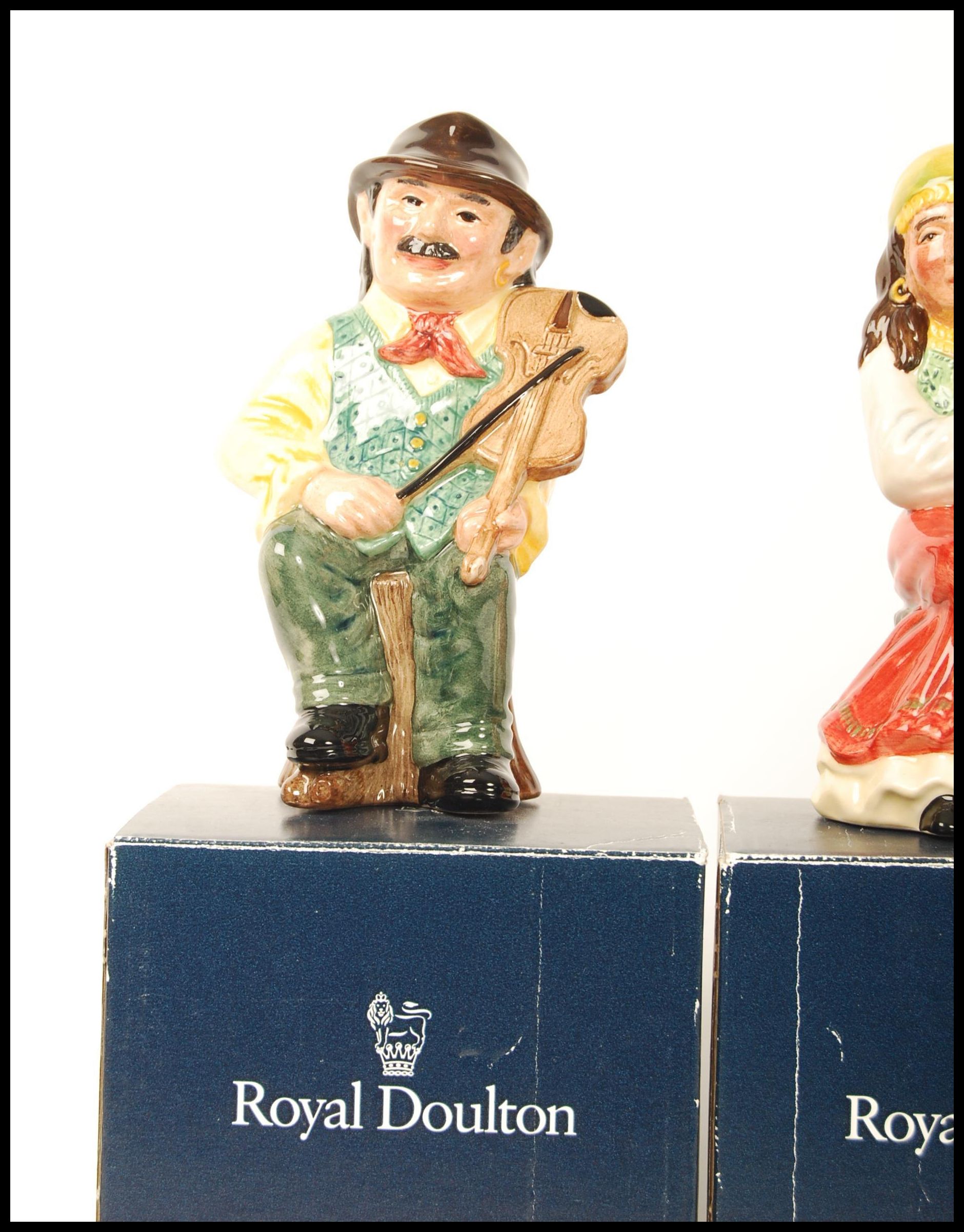 A pair of Royal Doulton Toby jugs Romany Male D7139 and Romany Female D7140, limited edition in - Image 2 of 5