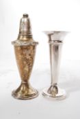 A silver hallmarked solifleur single stem vase by