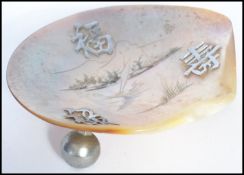 A 19th century Chinese silver and mother of pearl