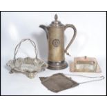 A collection of silver plated items to include a g