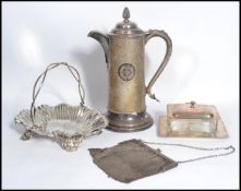 A collection of silver plated items to include a g