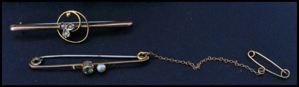 Two vintage 20th century 9ct gold  hallmarked broo
