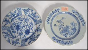 Two 18th century Chinese blue and white cabinet pl