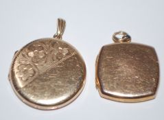 Two hallmarked 9ct gold locket pendants. Hallmarke