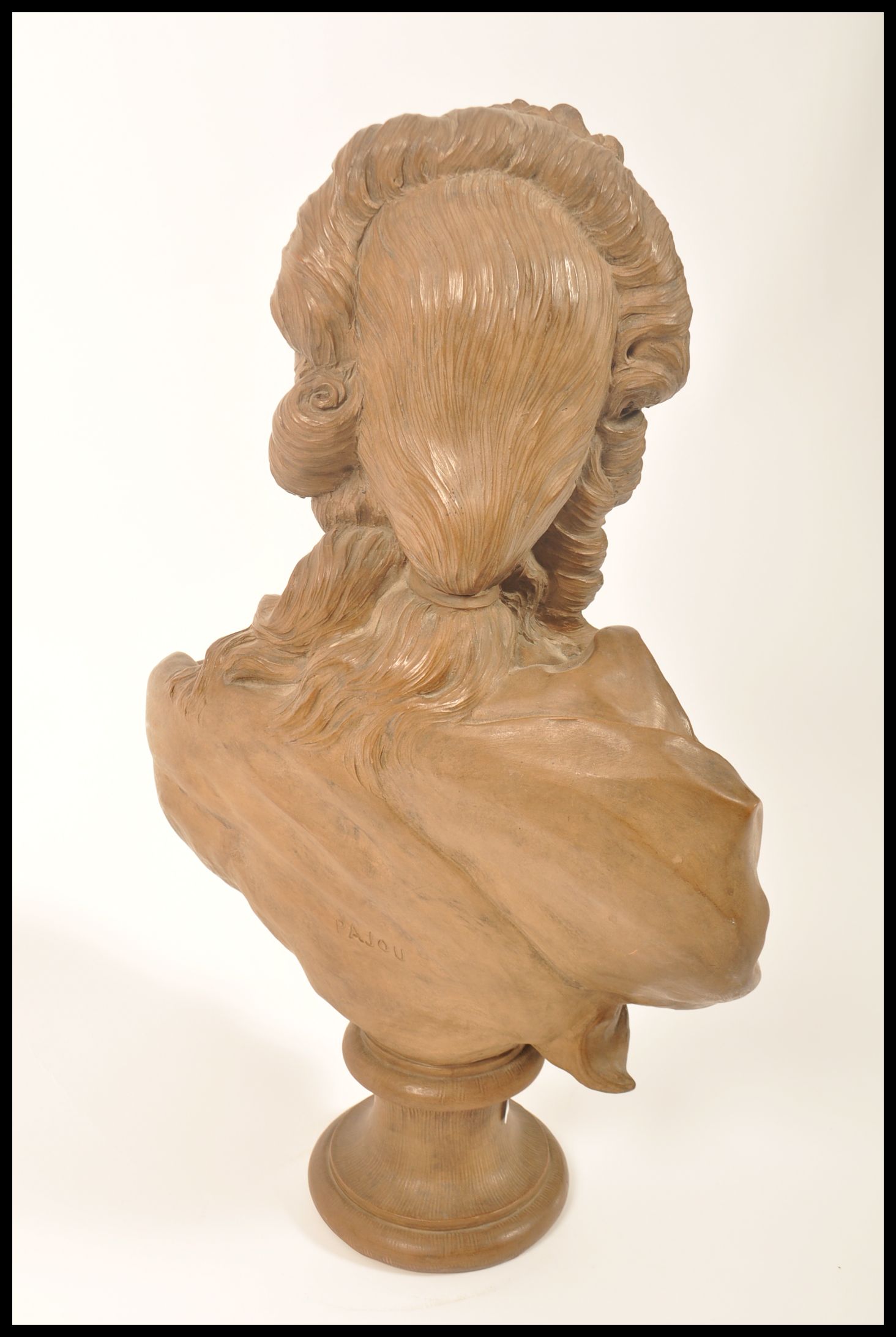 A believed early 19th century large terracotta bust study of a maiden in the manner of Augustin - Image 7 of 8