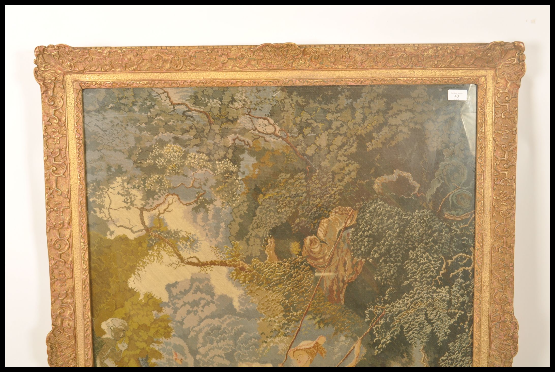 An impressive large 19th century tapestry - needlepoint framed panel in the manner of Jean-Honoré - Image 6 of 6