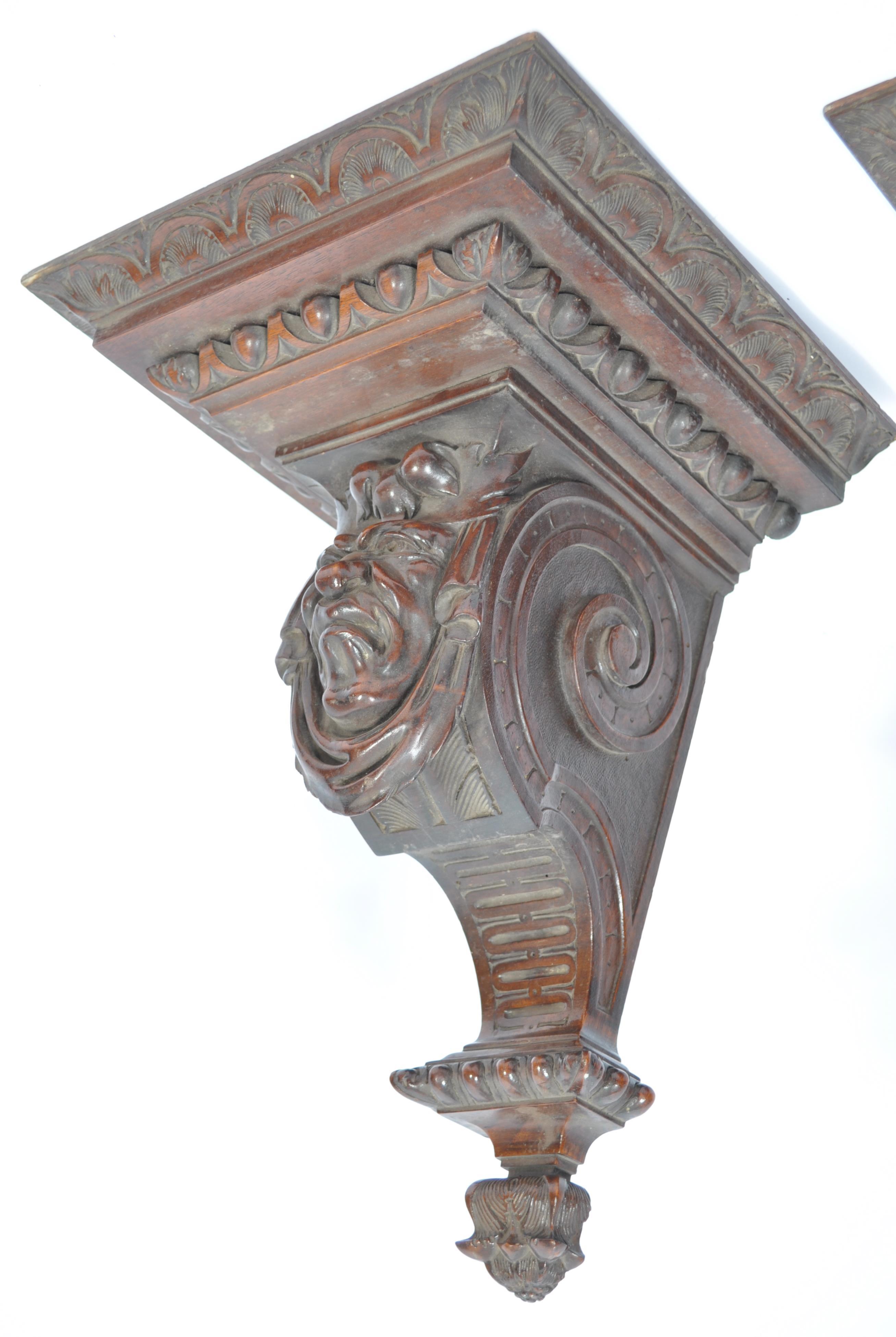 A pair of 19th century large solid walnut carved w - Image 2 of 7