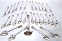 French Revolutionary Solid Silver Cutlery Service. A 1792 silver hallmarked 28 piece cutlery service