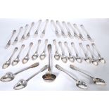 French Revolutionary Solid Silver Cutlery Service. A 1792 silver hallmarked 28 piece cutlery service