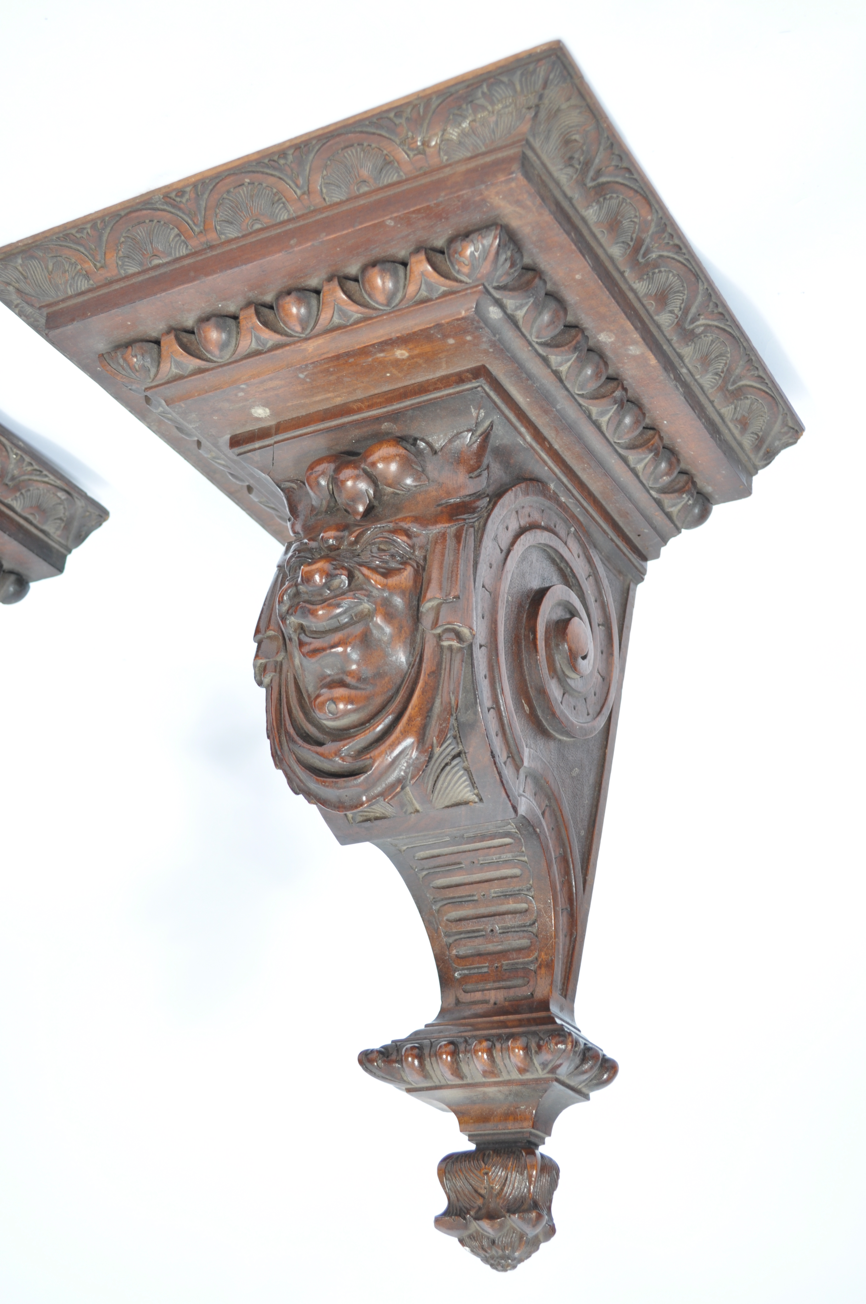 A pair of 19th century large solid walnut carved w - Image 3 of 7