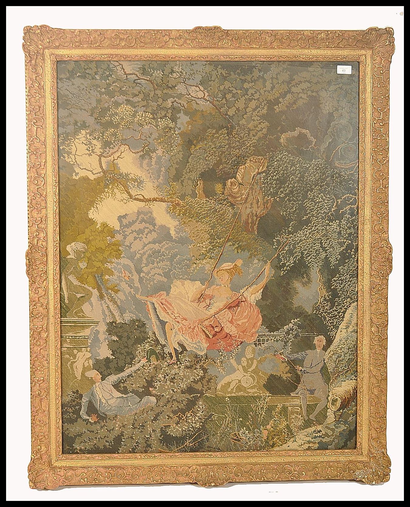 An impressive large 19th century tapestry - needlepoint framed panel in the manner of Jean-Honoré - Image 2 of 6