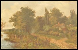 John Henry Boel (fl. 1884-1922) A late 19th century oil on canvas painting of a  rural landscape