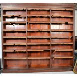 A good large Victorian mahogany triple section library bookcase cabinet of open window form. The