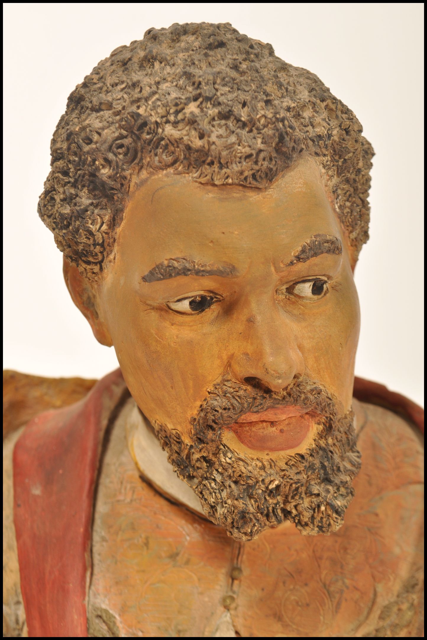 A 19th century Victorian Goldscheider terracotta sculpture bust of a Blackamoor highly detailed with - Image 2 of 8