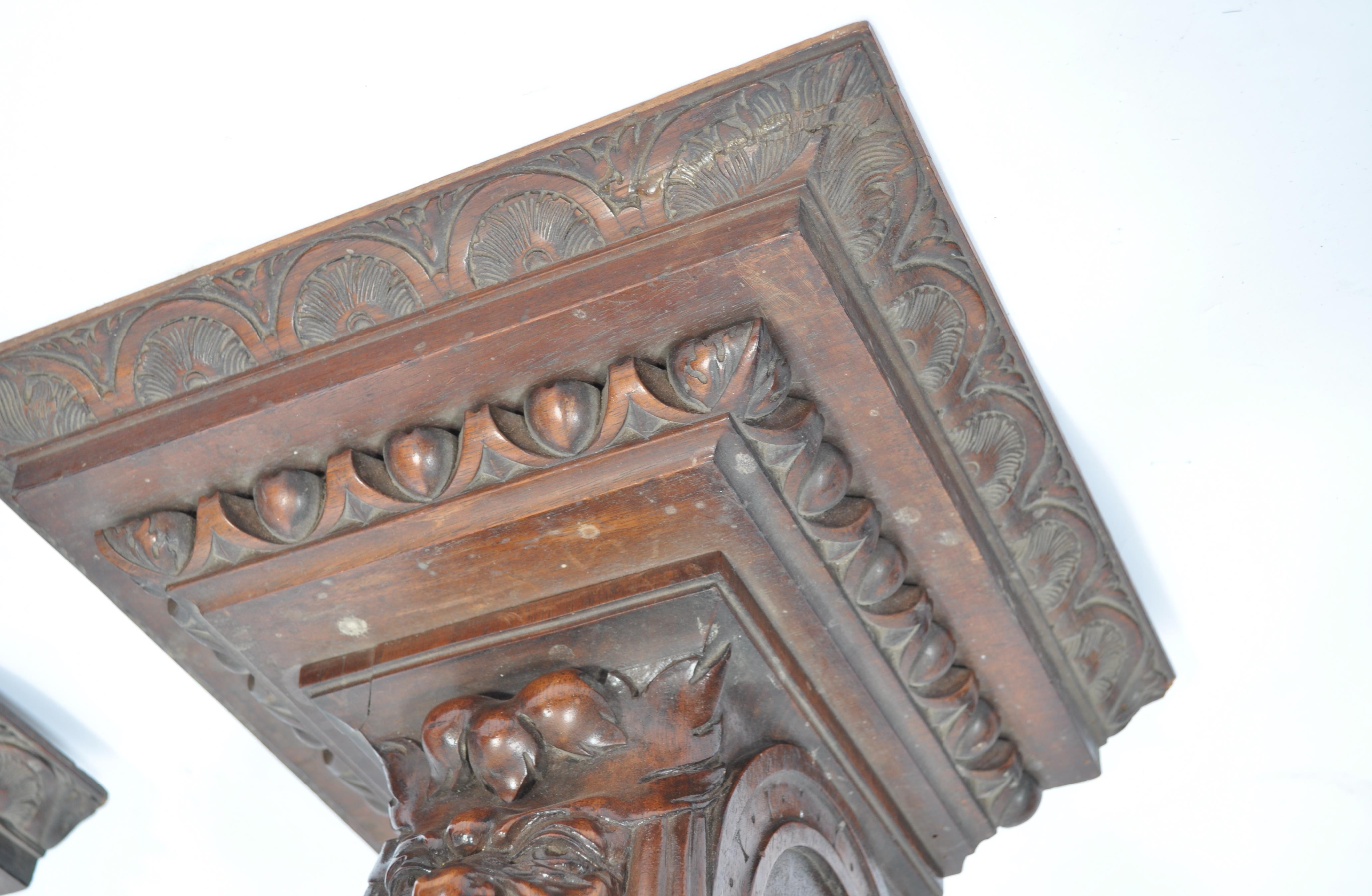 A pair of 19th century large solid walnut carved w - Image 4 of 7