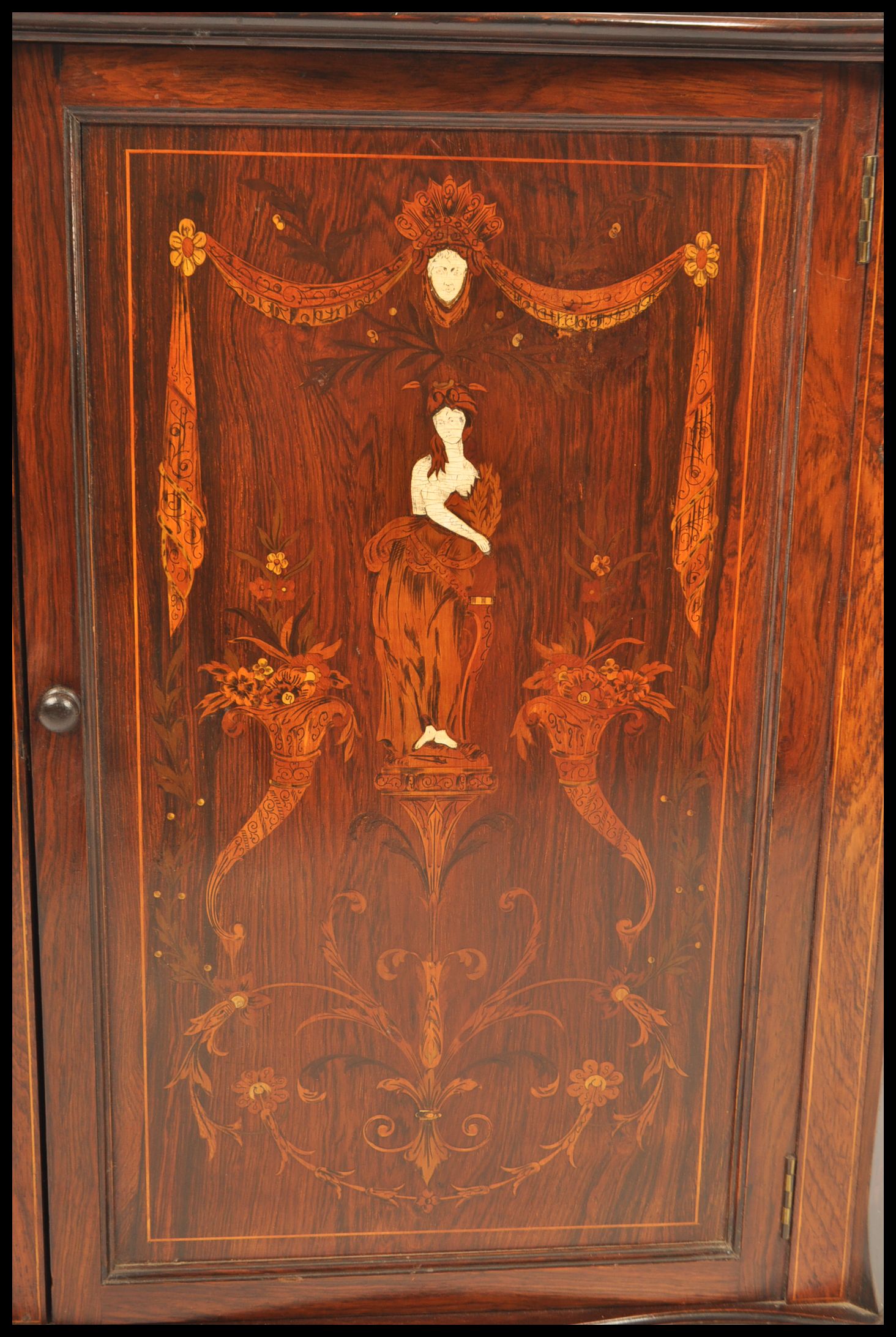 A 19th century rosewood marquetry and bone inlaid hanging corner cabinet. The door with stunning - Image 3 of 8