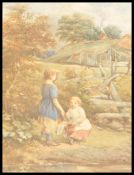 Robinson Elliott (1814-1894), ' Waiting at the Stile 1880' A  watercolour painting  both signed