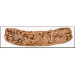 A large unusual believed 19th century Chinese hardwood carving puzzle ball wall sculpture. The large