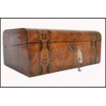 A 19th century walnut tunbridge inlaid dome top writing box. The inlaid tunbridge marquetry