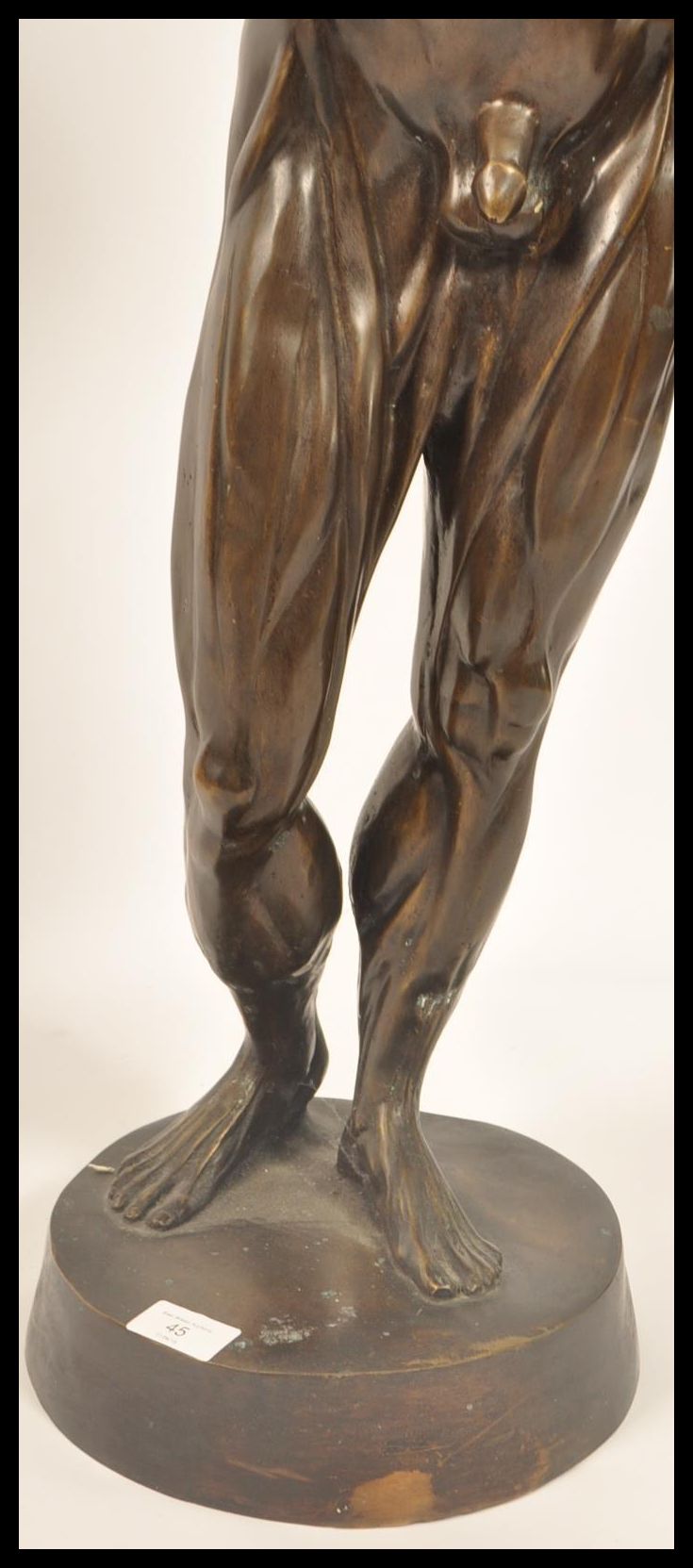 A 20th century large Italian nude bronze statue of an anatomical man in manner of Leonardo Da Vinci. - Image 3 of 5