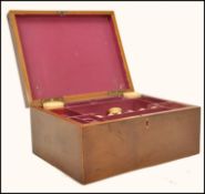 An 18th century Georgian mahogany work box having box wood inlay. The hinged lid opening to reveal a