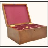 An 18th century Georgian mahogany work box having box wood inlay. The hinged lid opening to reveal a