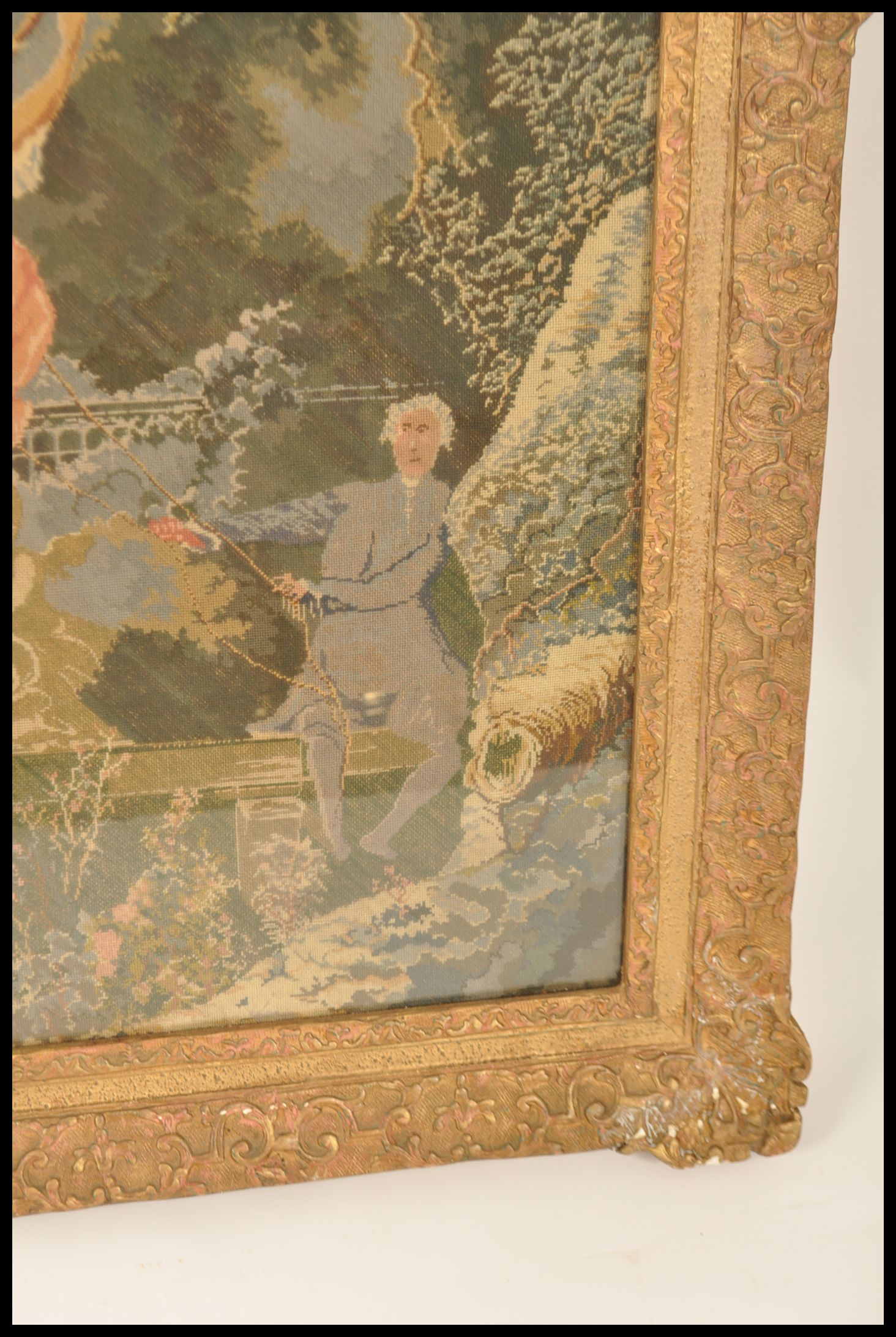 An impressive large 19th century tapestry - needlepoint framed panel in the manner of Jean-Honoré - Image 4 of 6