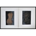 A pair of pastel nude studies of the female form,