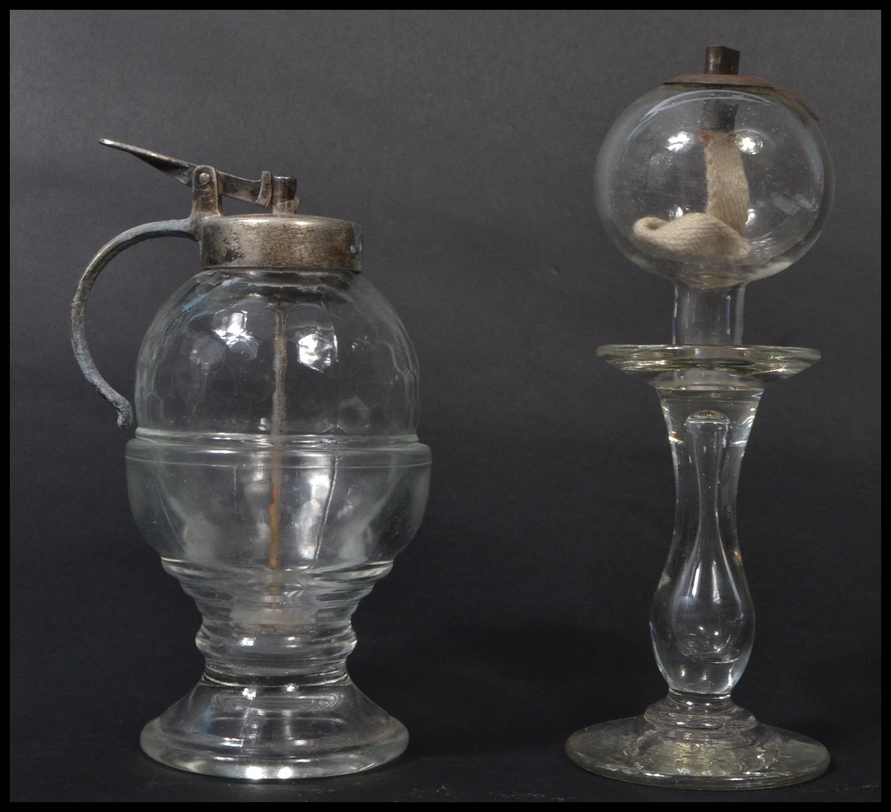 A 19th century Victorian glass lace makers lamp al