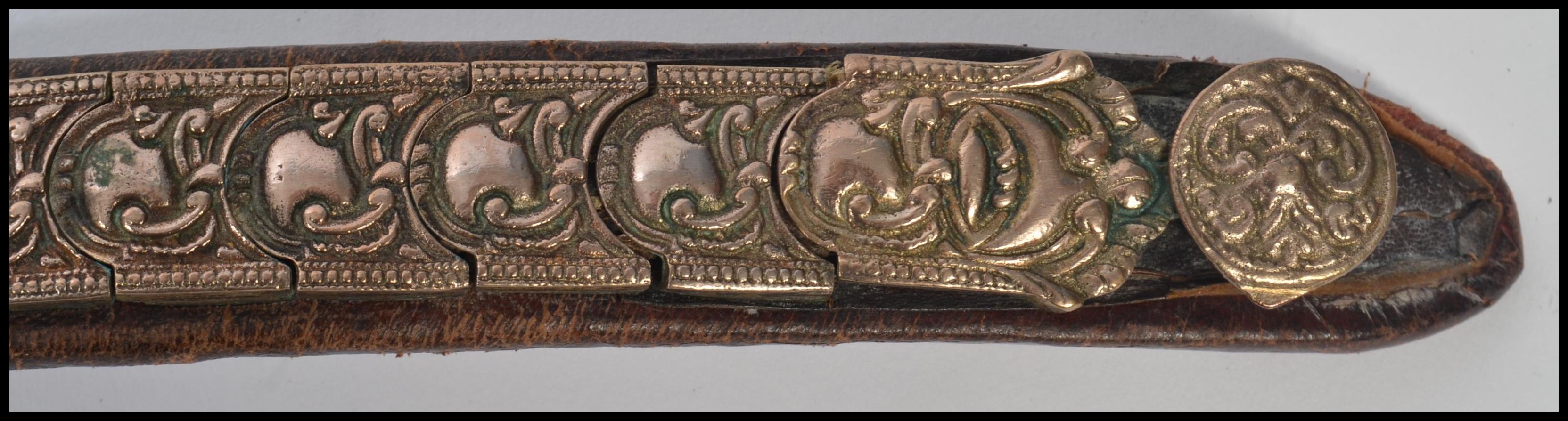 An unusual white metal and leather belt, believed - Image 6 of 9