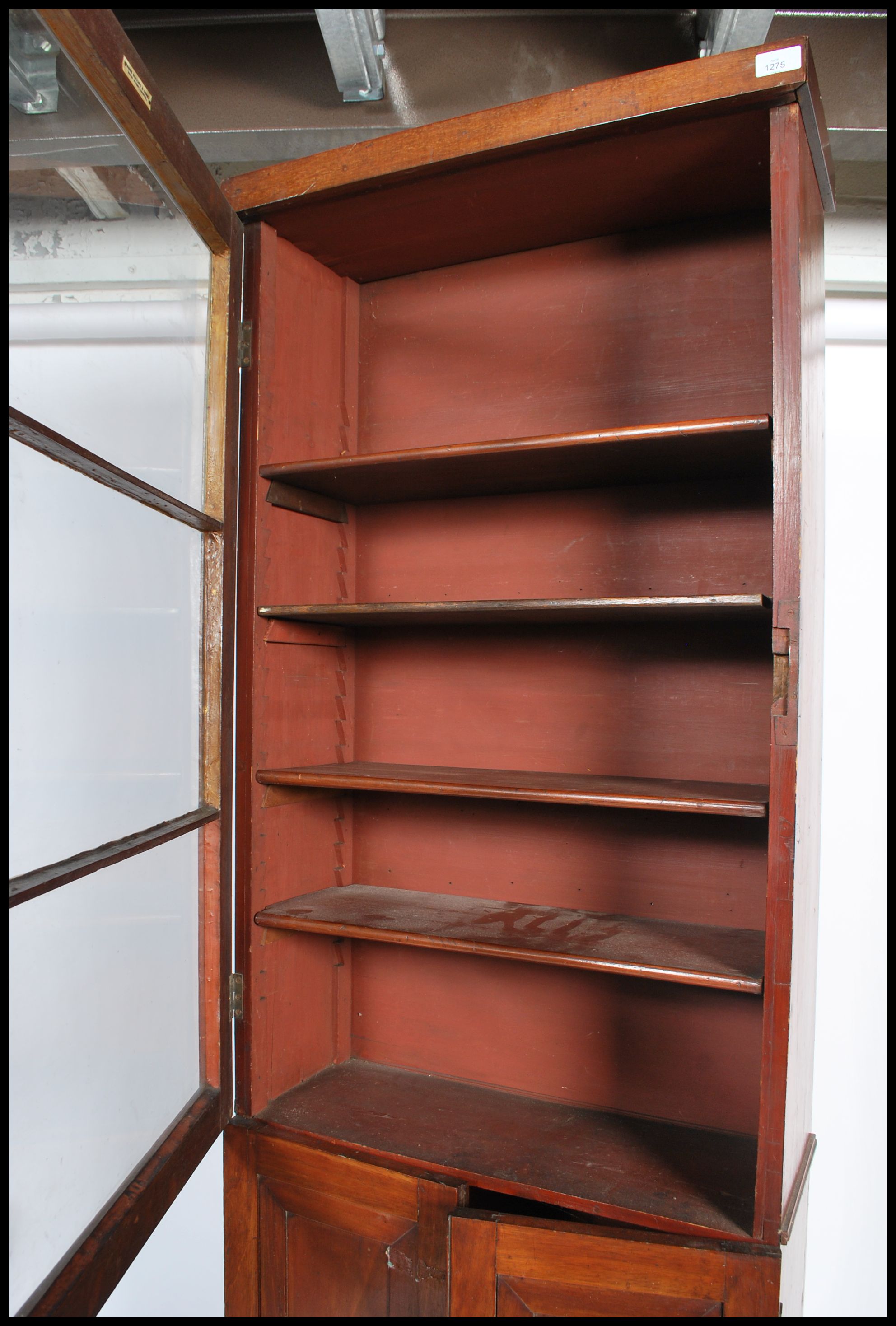 A 19th century mahogany bookcase cupboard of slim - Image 5 of 6