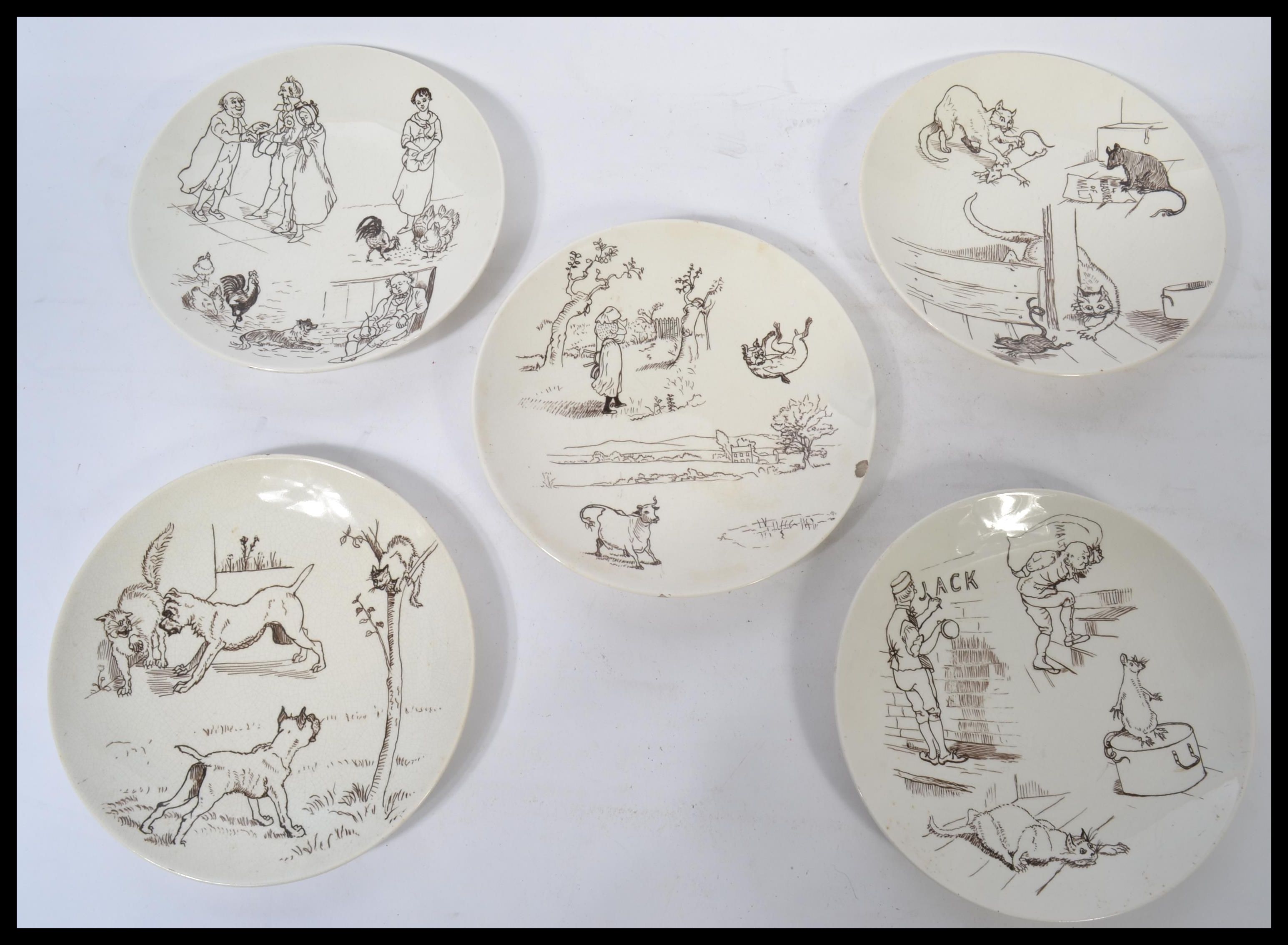 A rare set of Mintons / Minton nursery rhyme plate