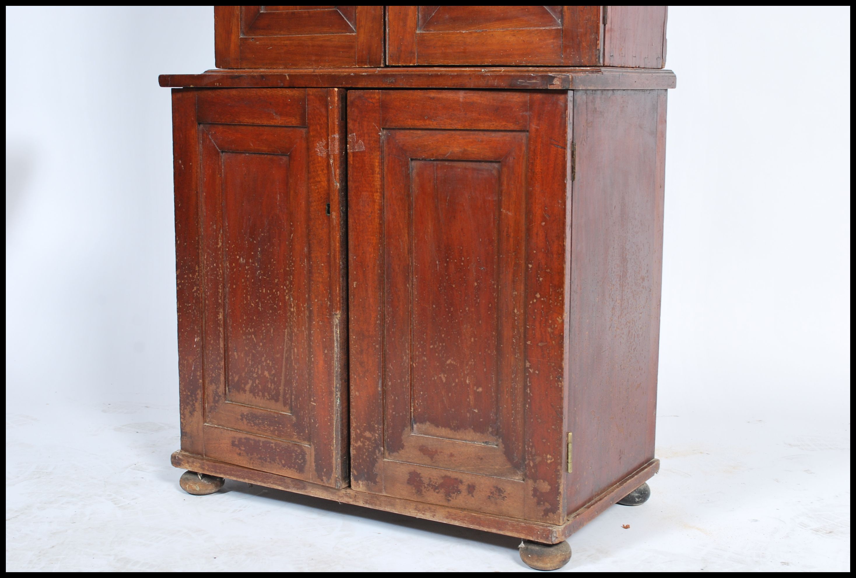 A 19th century mahogany bookcase cupboard of slim - Image 3 of 6