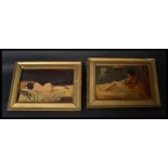 A pair of vintage 20th century oil on board painti