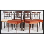 A  set of 6 Regency mahogany bar back dining chairs. Raised on turned reeded tapering legs with