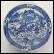 A 19th century Kang-xi Chinese blue and white larg