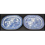 Two 19th century Victorian blue and white ceramic