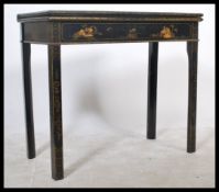 A 19th Century ebonised and chinoserie anglo Chinese colonial inspiored games / card table. The