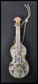 A 19th Century Italian ceramic pottery wall pocket modelled as a Cello, hand decorated with