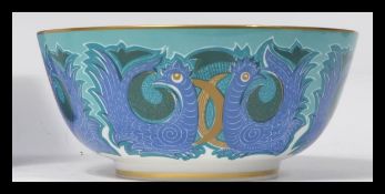 Susie Cooper for Wedgwood, a 'Chou Dynasty' bowl, circa 1950, decorated with stylized hens and