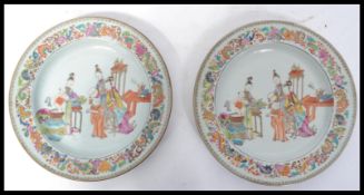 A pair of 19th century Chinese plates having hand