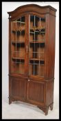 An early 20th Century Edwardian mahogany  Library bookcase cabinet, leaded glazed doors with shelved