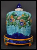 A good quality majolica cheese stand and cover of