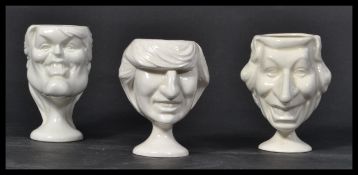 Three Fluck and Law Spitting Image 20th Century mugs modelled as Princess Diana, The Queen and