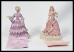 Two Wedgwood Spink commissioned ceramic figurines of ladies The Coronation Ball 5860 / 10,000 and