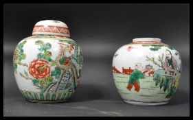 Two  19th century Chinese ceramic famille verte gi