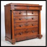 A Victorian 19th century mahogany Scottish caddy top chest of drawers. The large chest with short