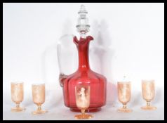 A set of five 19th century Victorian Mary Gregory orange liqueur glasses along with a similar period